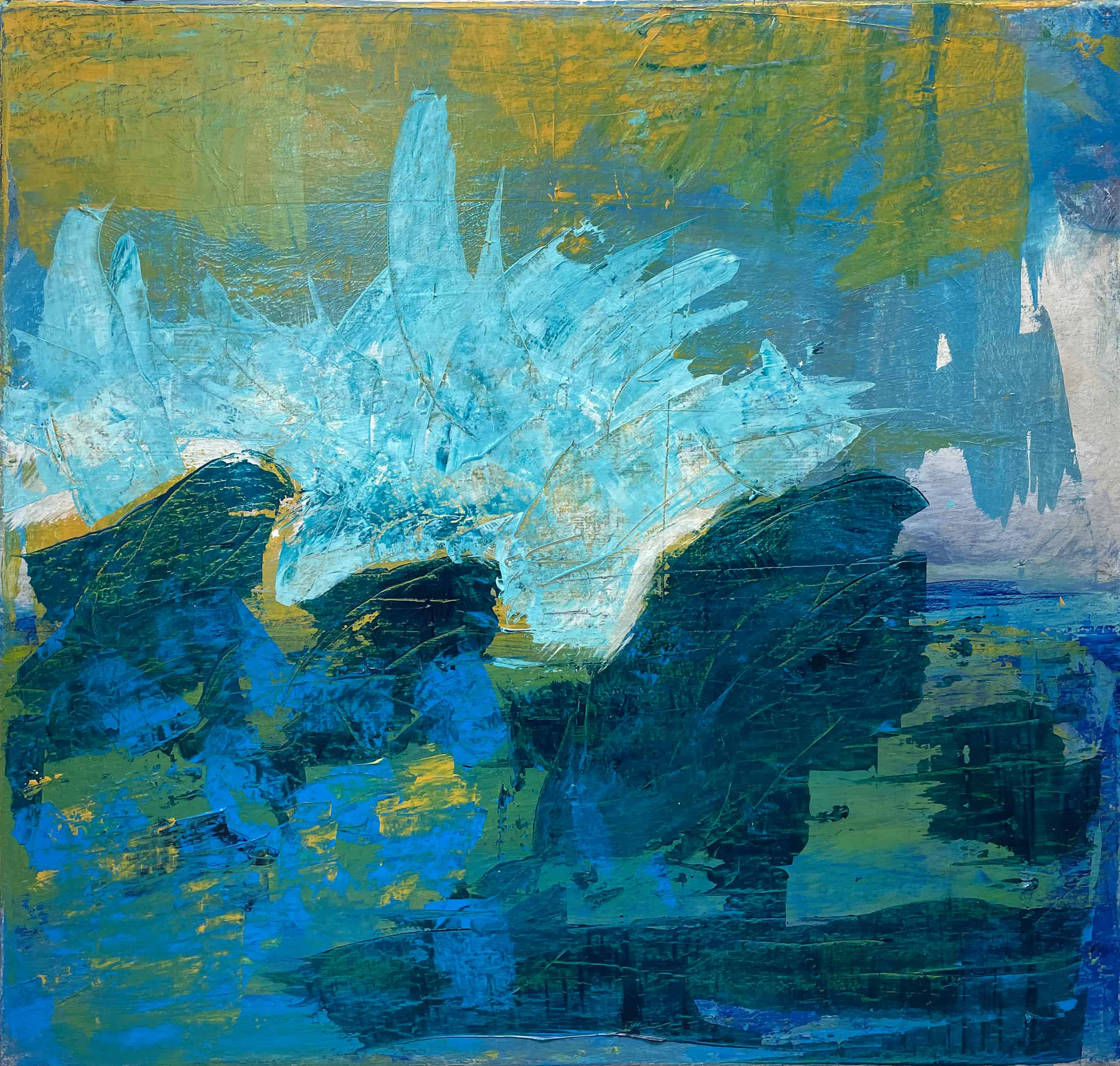Sylvia Gatz "Bretagne" (2020). Mixed Media. Acrylic and oil on canvas. 80 x 80 cm