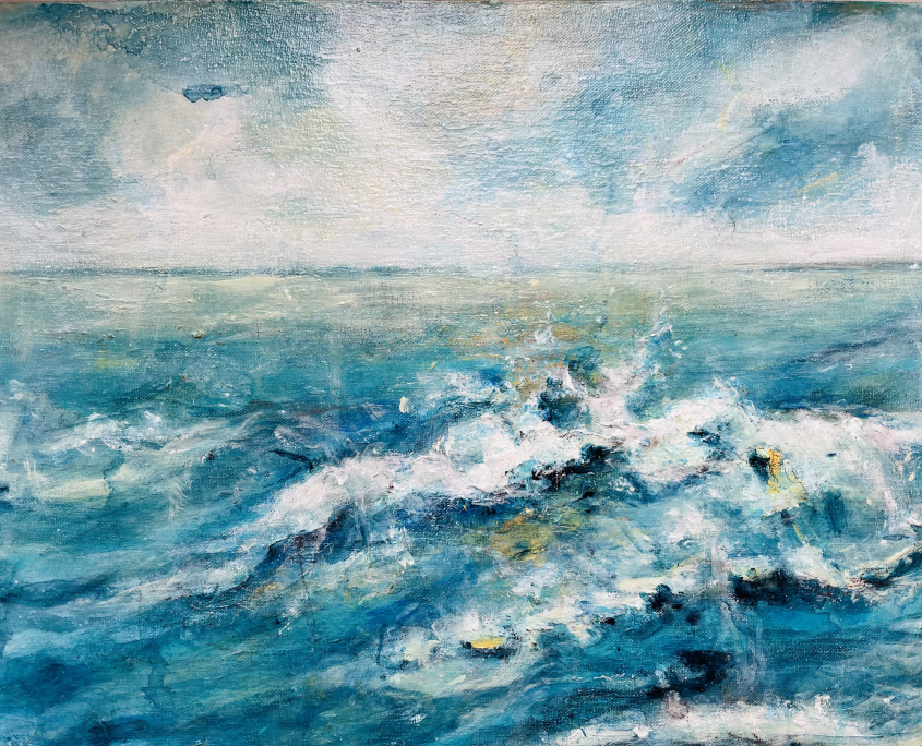 Andreja Soleil. Baltic Seascape. Plein air Balitc Sea. Acrylic, charcoal and baltic ink on canvas. 40 x 30 cm.