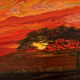 Caropour "Savannah" (2022) Embelished Landscape Pouring. Acrylic on canvas, 100 x 50 x 5 cm