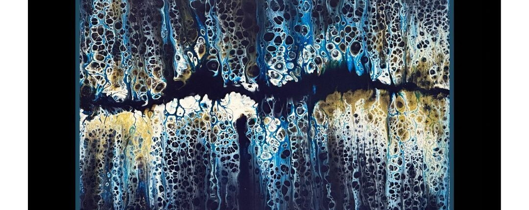 Caropour "Caves" (2021) Swipe Pour. Acrylic on Canvas. 40 x 50 x 2 cm
