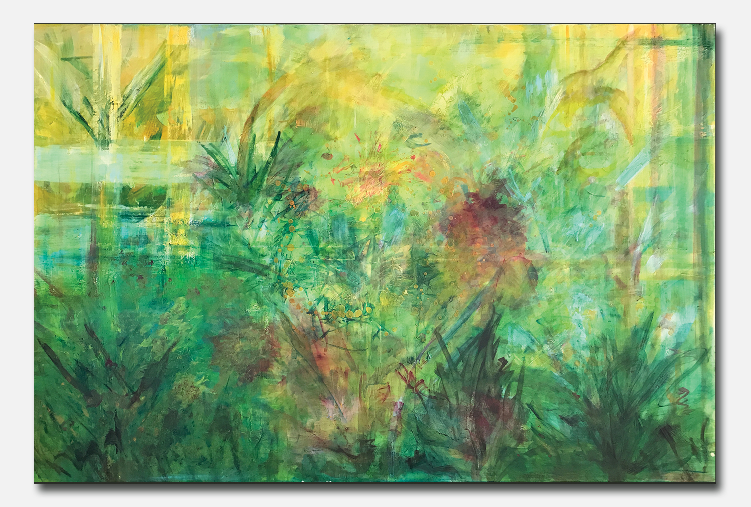 Shobhana Tyroller "Exuberance of nature (One)" 2019. Acrylic on Cotton Canvas, 51 1/5 × 76 4/5 × 1 in | 130 × 195 × 2.5 cm
